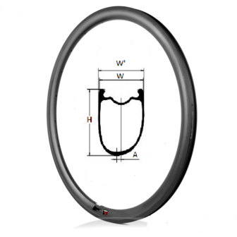 Carbon velg 38mm TLR asymmetrisch R38-AS-TLR-U-25/27